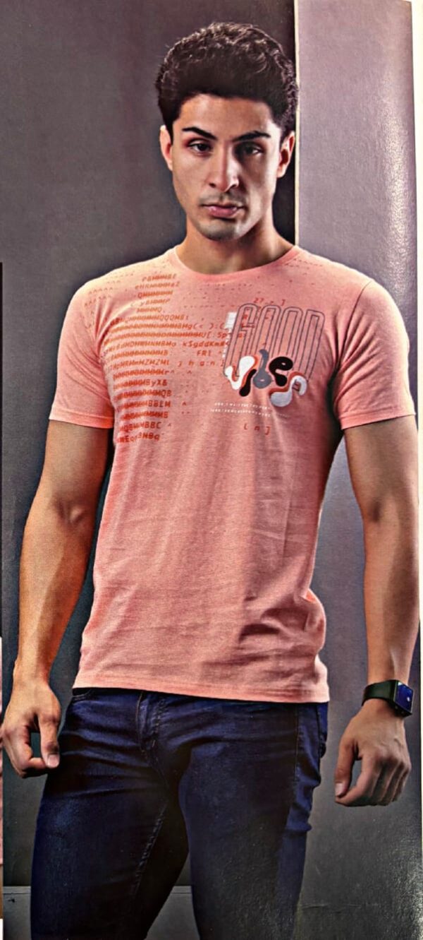 Men’s Cotton Short Sleeve T-Shirt – Light Pink Color